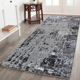 Serenity Abstract Abrasion Rug - Black