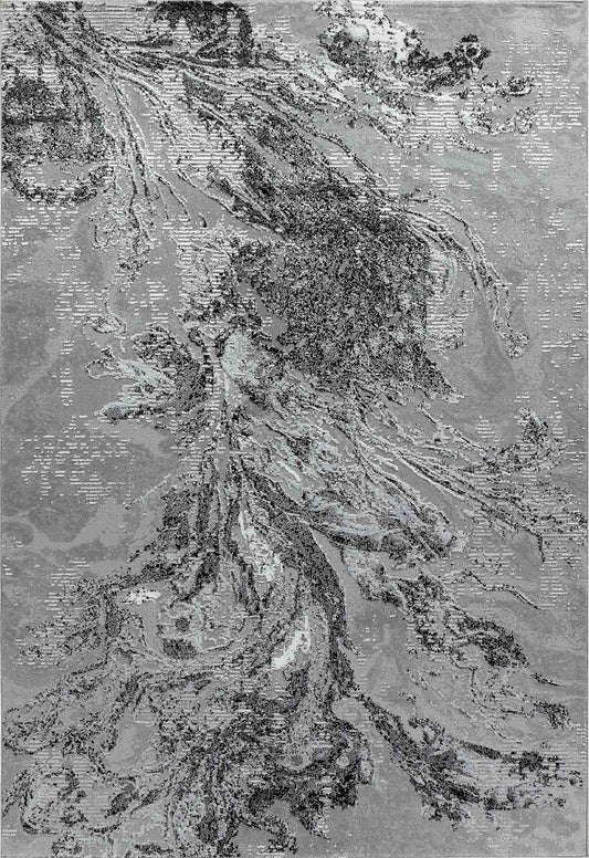 Black Serenity Water Flow abstract rug, flat portrait view