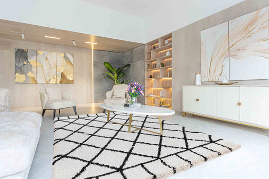 Marrakesh Diamond Shaggy Rug - Medium Sizes
