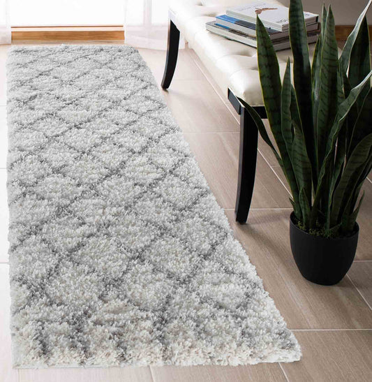 Marrakesh Diamond Shaggy Rug - Runners - 60x220 cm