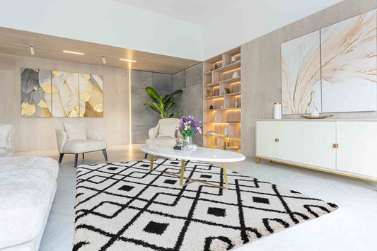 Marrakesh Distorted Checkered Shaggy Rug - Medium Sizes