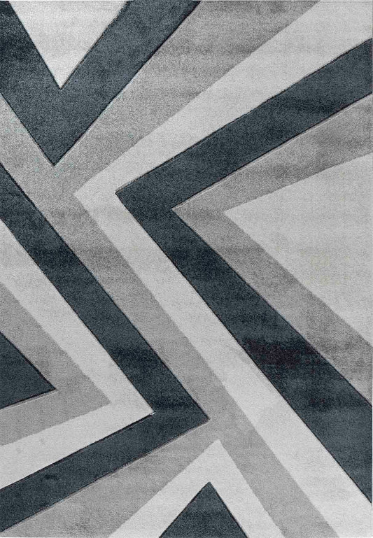 Valencia Zig Zag Caved Rug - Grey