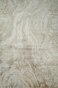 Beige Novu Stream abstract rug, styled view 2