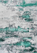Aqua Emperor Onyx abstract rug, flat portrait view