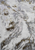 Gold Emperor Picasso abstract rug, flat portrait view