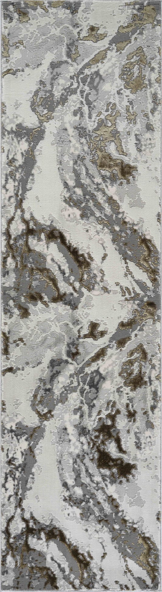 Gold Emperor Picasso abstract rug, flat portrait view 2