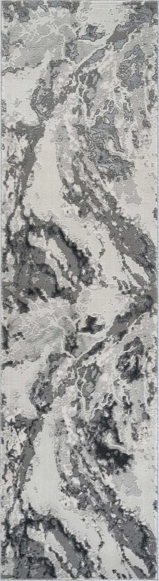 Silver Emperor Picasso abstract rug, flat portrait view 2