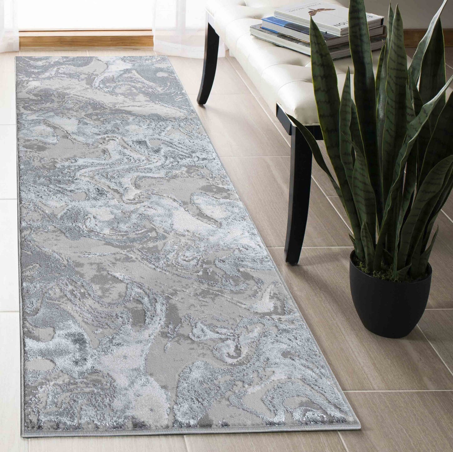 Emperor Solarius Abstract Rugs - Silver