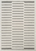 Cream Freya Bar embossed geometric rug, flat portrait view