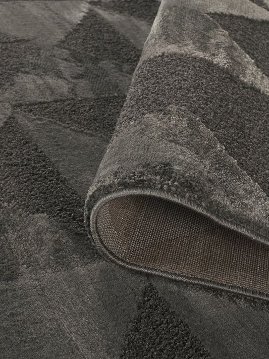 Dark Grey Hamilton Mosaic textured rug, close-up pile detail