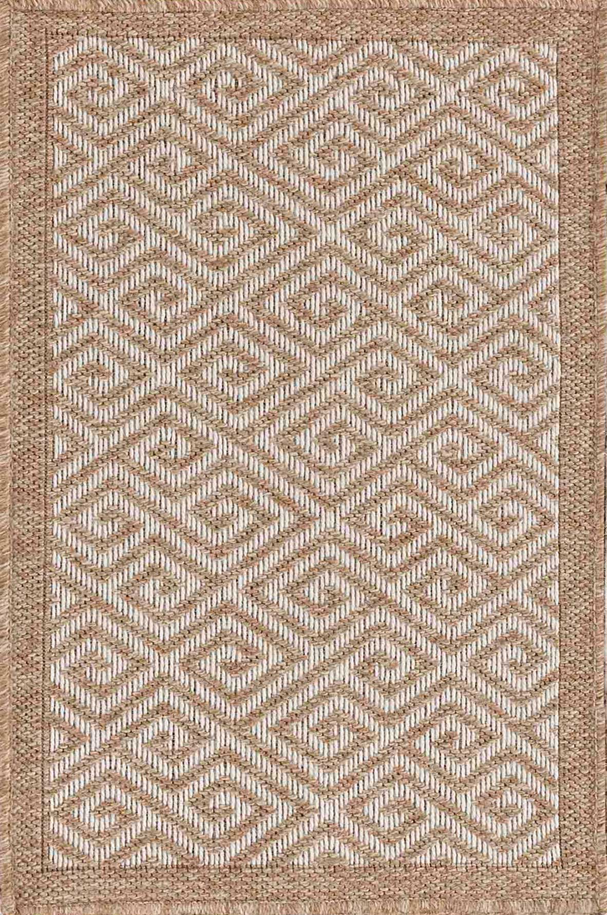 Harper Greek Key Outdoor Rug - Cream