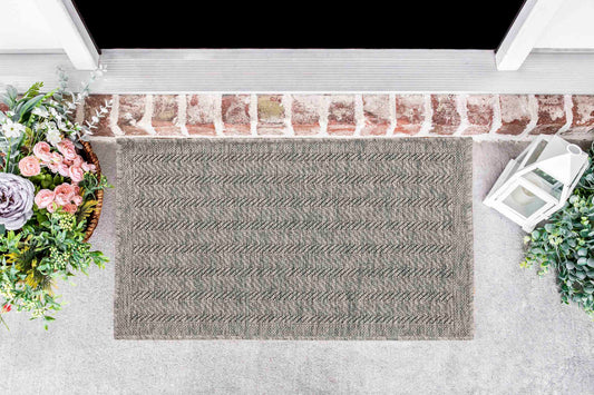 Harper Herringbone Outdoor Rug - Dark Grey