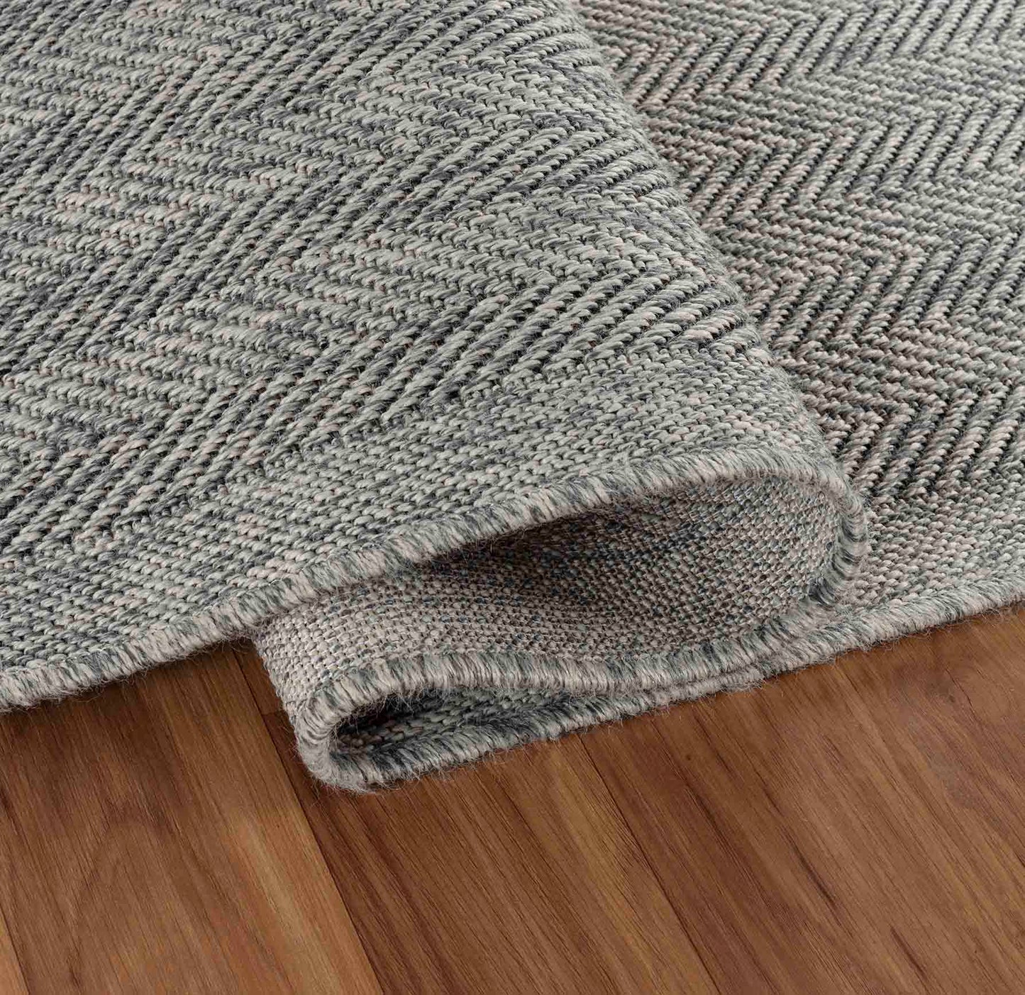 Harper Herringbone Outdoor Rug - Dark Grey