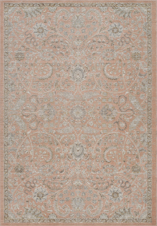 Coral Maia Blossom vintage rug, flat portrait view