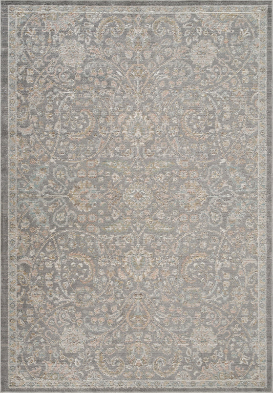 Grey Maia Blossom vintage rug, flat portrait view