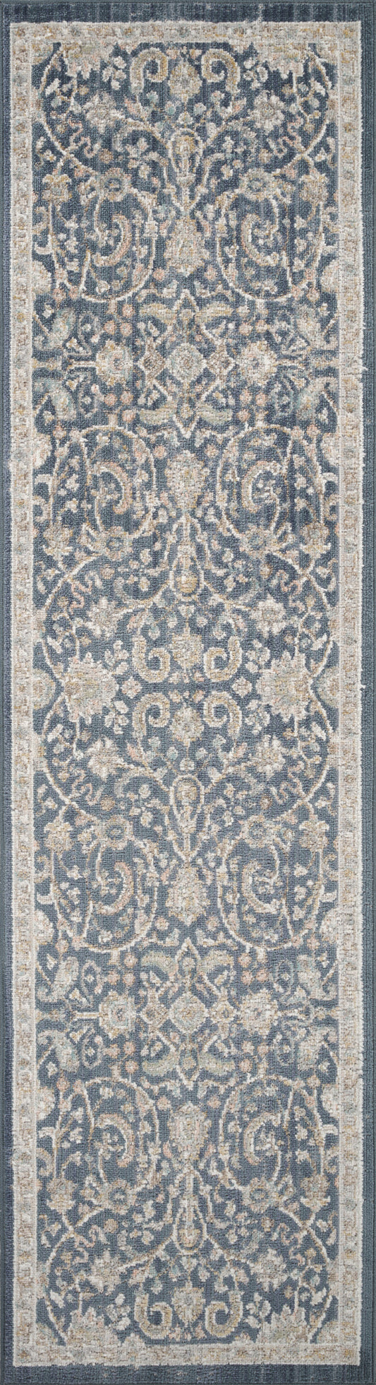 Navy Blue Maia Blossom vintage rug, flat portrait view 2