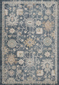Navy Blue Maia Lagoon vintage rug, flat portrait view