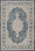 Navy Blue Maia Orchid vintage rug, flat portrait view