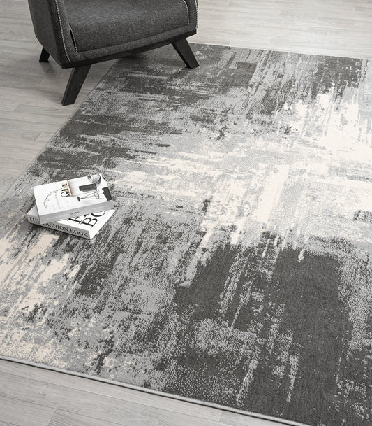 Grey Obsidian Craft monochrome rug, in a room setting 2