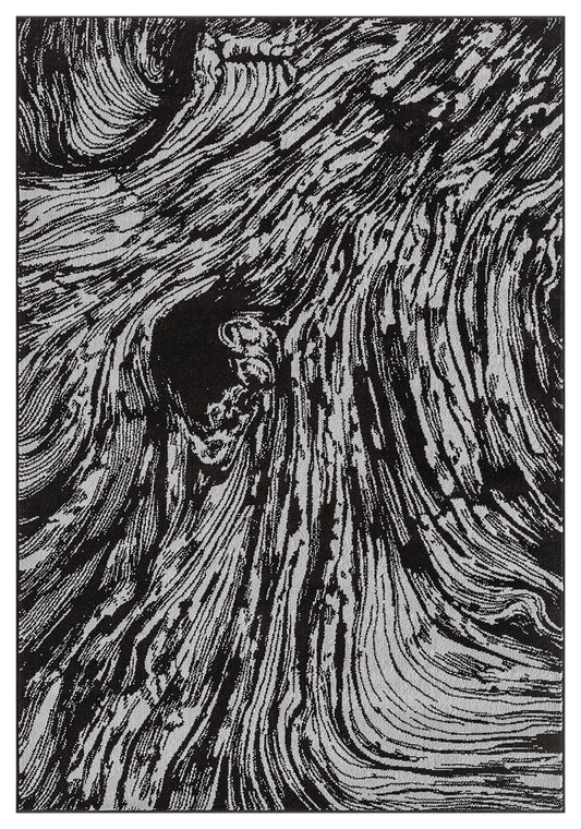 Grey Obsidian Whirlpool monochrome rug, top-down view