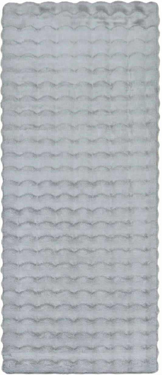 Grey Orbie washable bobble rug, flat portrait view 2