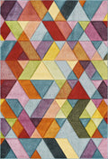 Rainbow Mosaic carved rug, flat portrait view