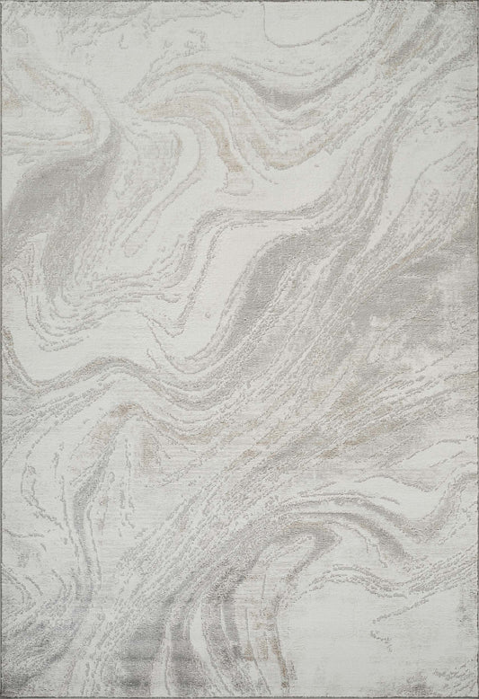 Grey Perla Resin abstract rug, styled view