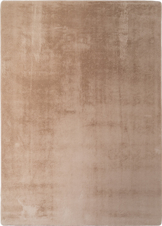 Beige Snuggly washable rug, flat portrait view