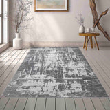 Serenity Abstract Abrasion Rug - Grey