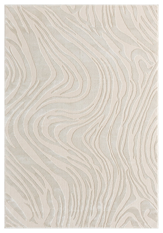Cream Vellure Marble textured geometric rug, top-down view