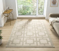 Vellure Textured Geometric Rug - Maze Cream