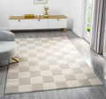 Vellure Textured Geometric Rug - Grid Cream