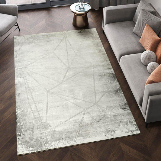 Novu Metallic Abstract Rug - Mirage Grey