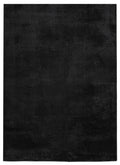 Black Comfy fluffy rug, flat portrait view