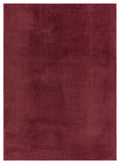 Red Comfy fluffy rug, flat portrait view