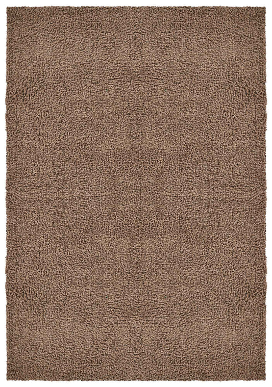 Brown Ainsley shaggy rug, flat portrait view