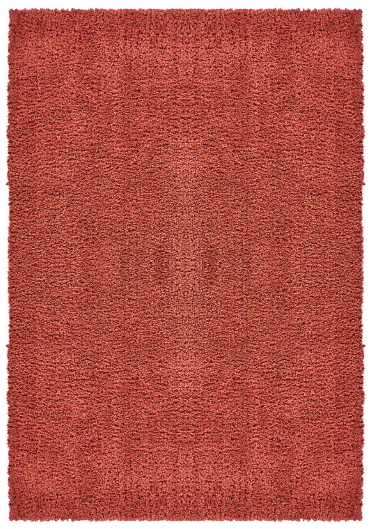 Red Ainsley shaggy rug, flat portrait view