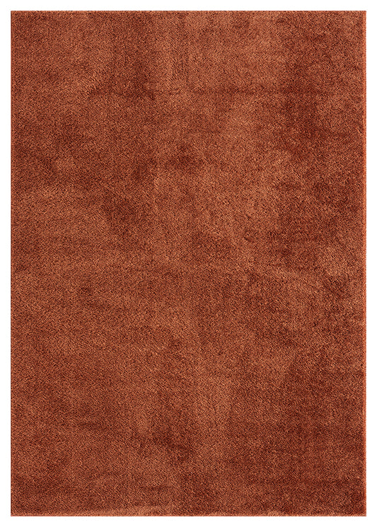 Terracotta Comfy fluffy rug, flat portrait view