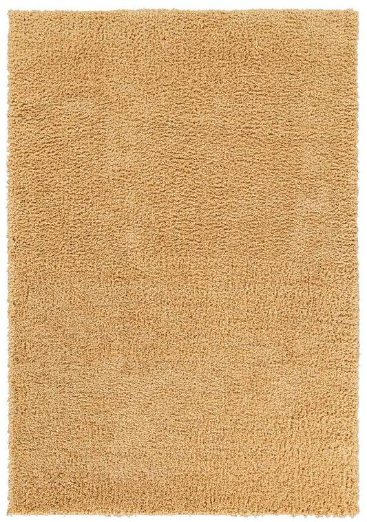 Gold Ainsley shaggy rug, flat portrait view