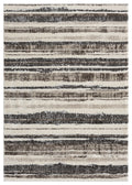 Mocha Eleanor Linear embossed abstract rug, flat portrait view