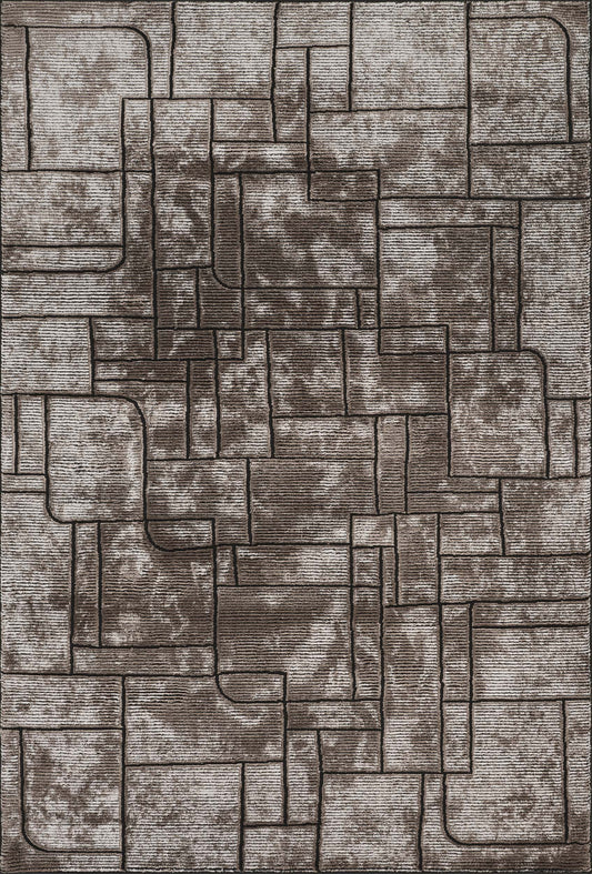 Mocha Belgravia Cobble metallic rug, flat portrait view