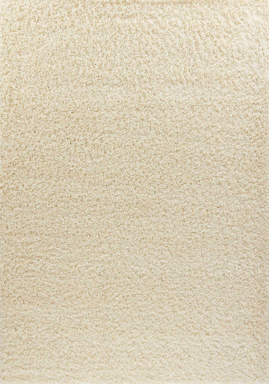 Ivory Oxford shaggy rug, flat portrait view