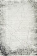 Grey Novu Mirage abstract rug, styled view 2