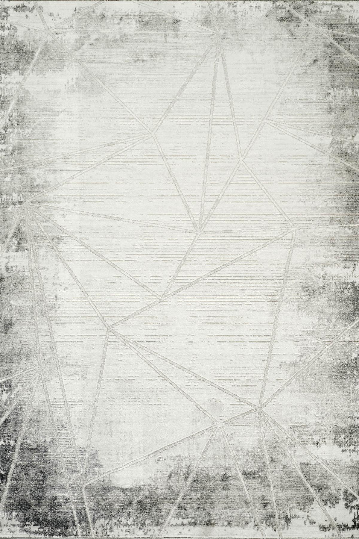 Grey Novu Mirage abstract rug, styled view 2