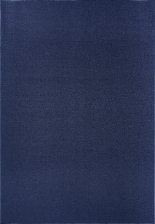 Navy Blue Simple easy care rug, flat portrait view
