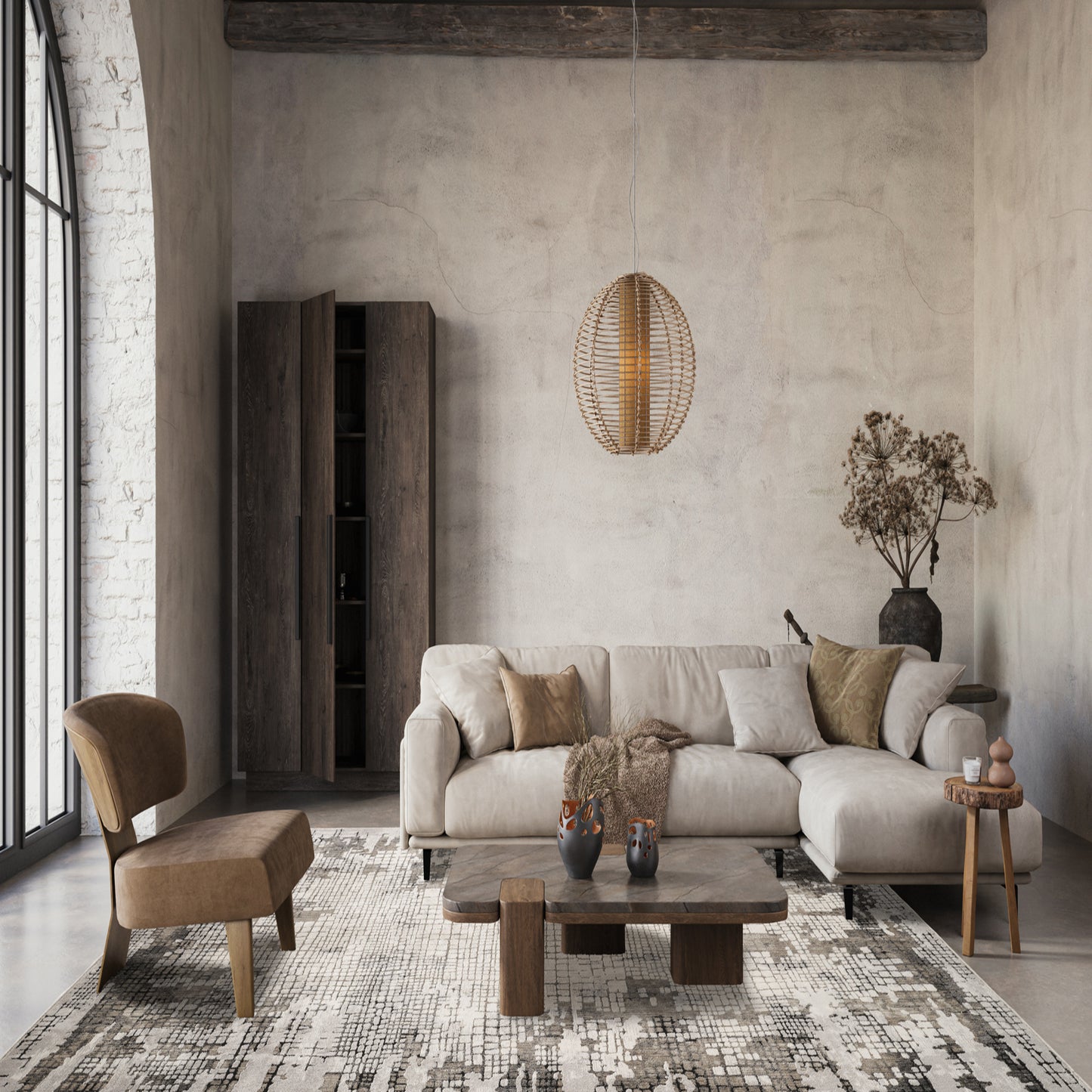 Mayfair Croc metallic rug, styled view 3