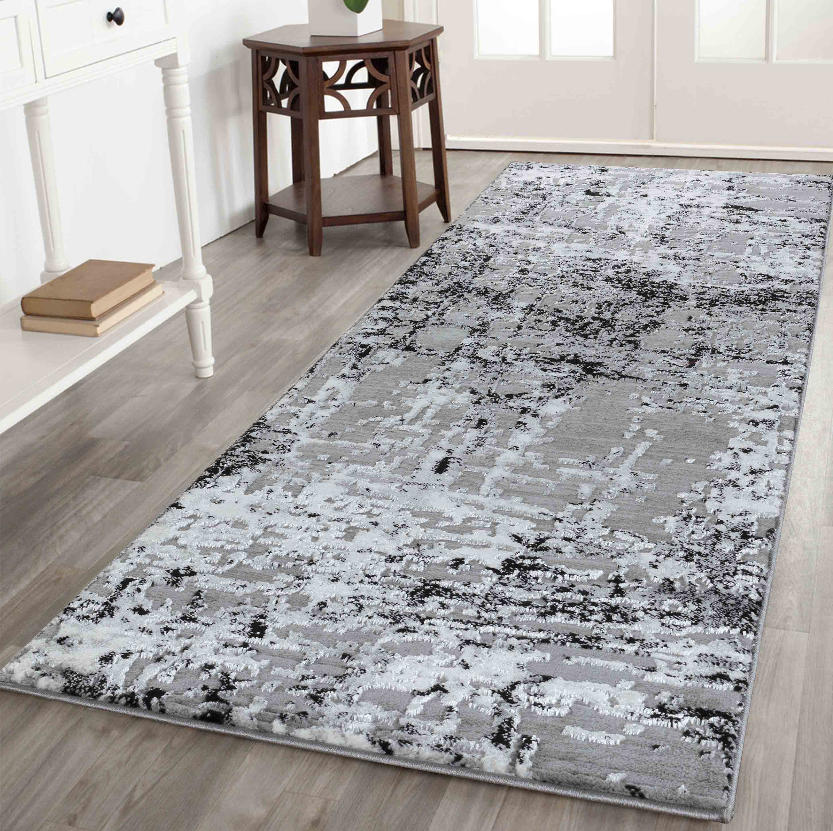 Serenity Abstract Lines Rug - Black