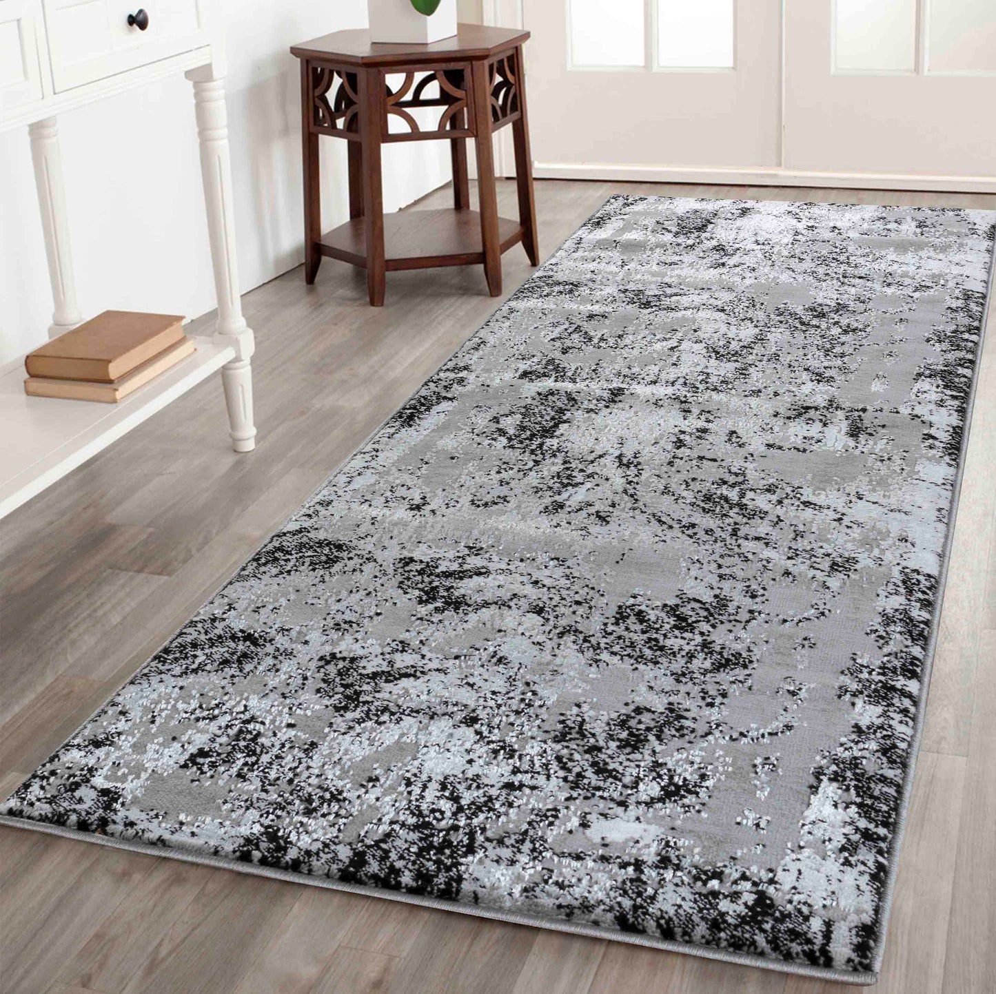 Serenity Abstract Acrylic Rug - Black