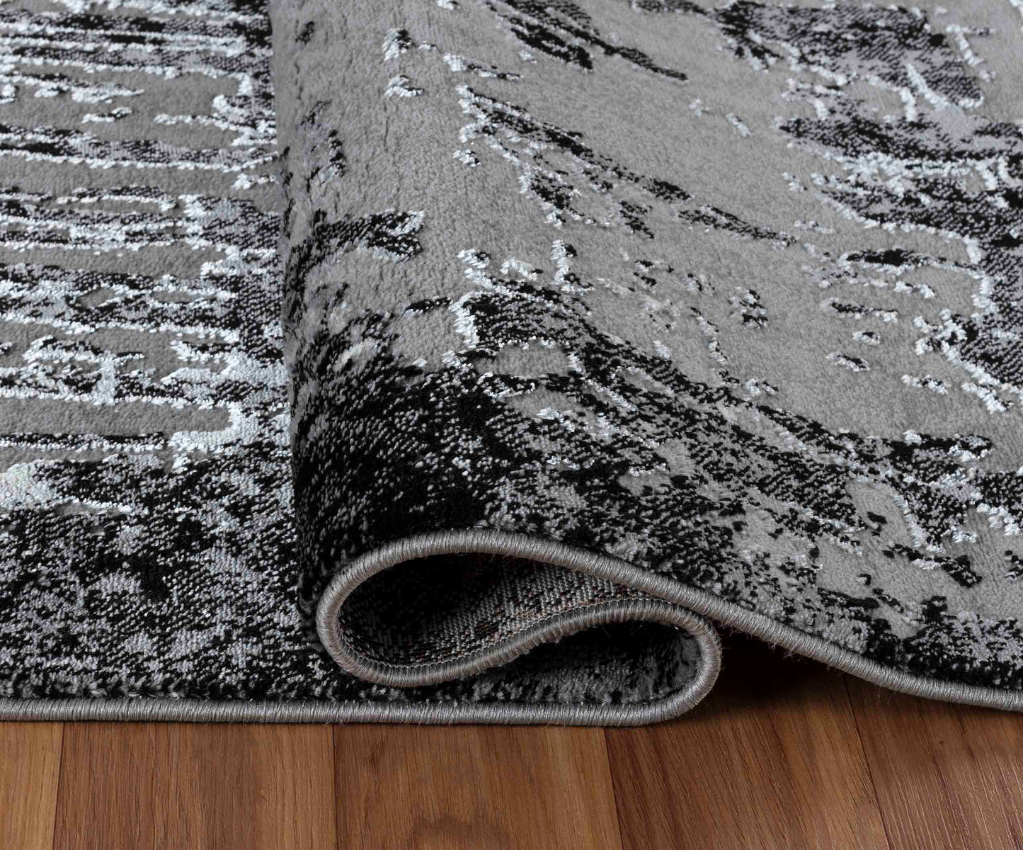 Serenity Metallic Abstract Rug - Abrasion Grey