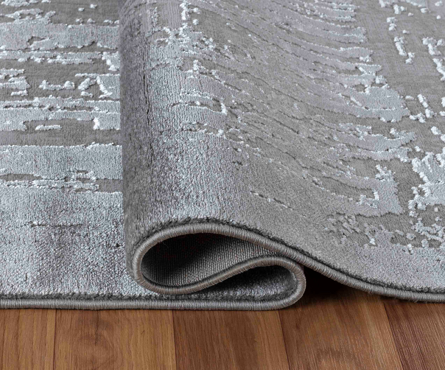 Serenity Metallic Abstract Rug - Abrasion Grey